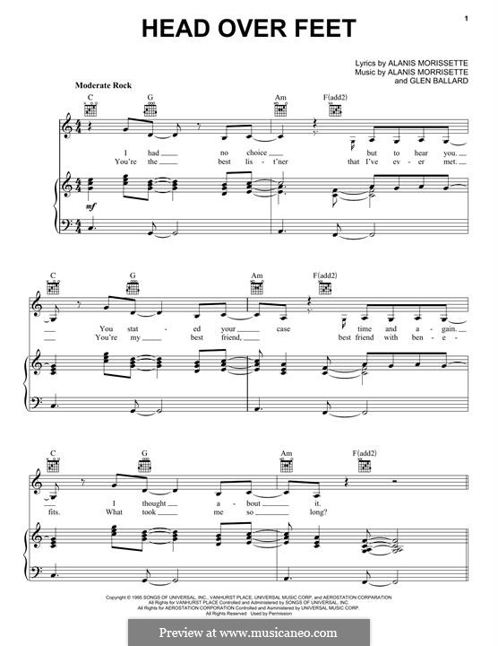 Head Over Feet (from Jagged Little Pill The Musical): Для голоса и фортепиано (или гитары) by Alanis Morissette, Glen Ballard