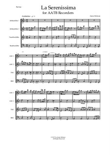 La Serenissima: For AATB recorder quartet by Annie Helman