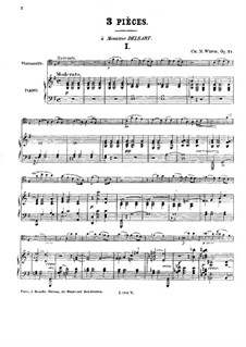 Три пьесы для виолончели и фортепиано, Op.21: Три пьесы для виолончели и фортепиано by Шарль Мари Видор