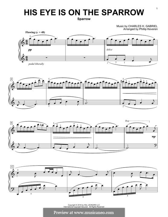 His Eye Is on the Sparrow (Ethel Waters): Для фортепиано by Charles Hutchinson Gabriel