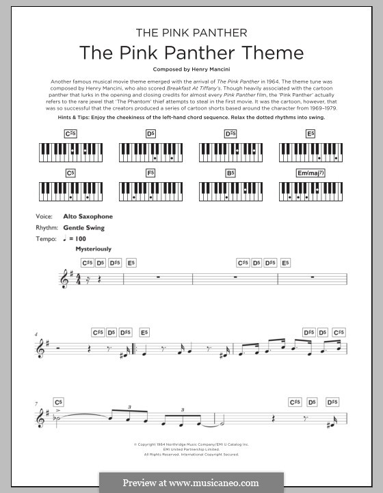Instrumental version: Для клавишного инструмента by Henry Mancini