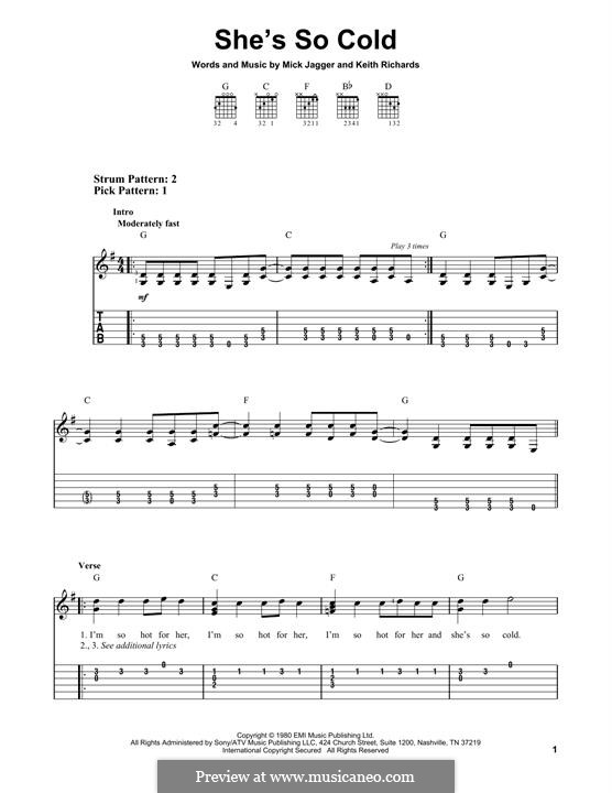 She's So Cold (The Rolling Stones): Гитарная табулатура by Keith Richards, Mick Jagger