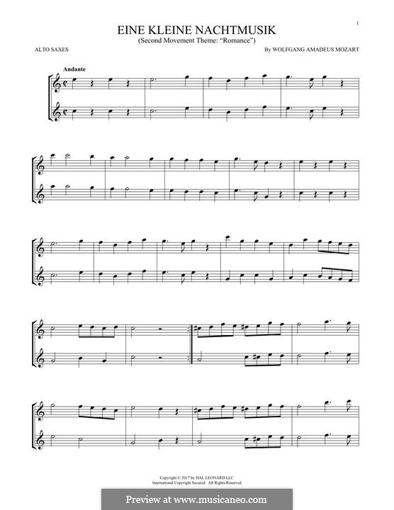 Аллегро: Excerpt, for two alto saxophones by Вольфганг Амадей Моцарт