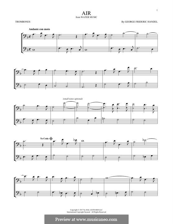 Сюита No.1 фа мажор – Ария, HWV 348: For two trombones by Георг Фридрих Гендель