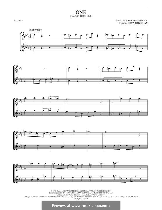 One (from A Chorus Line): Для двух флейт by Marvin Hamlisch