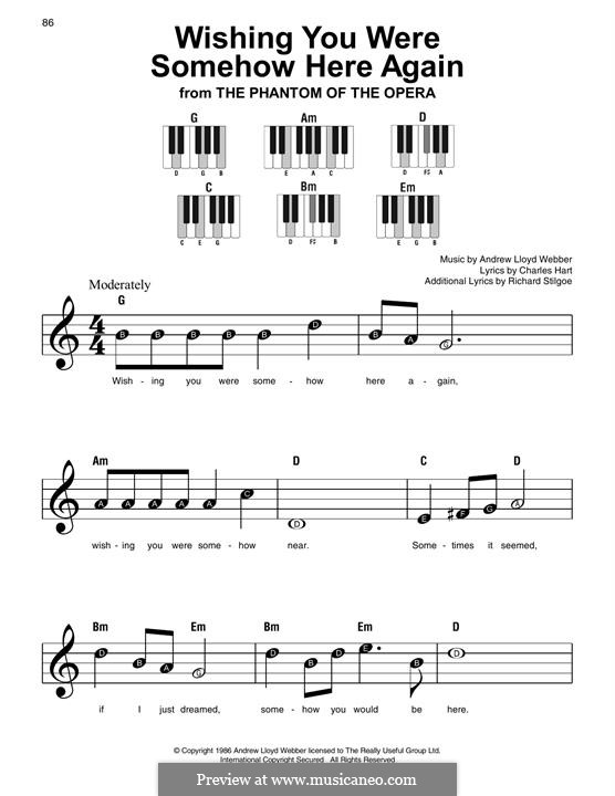 Wishing You Were Somehow Here Again: For easy piano with lyrics by Andrew Lloyd Webber