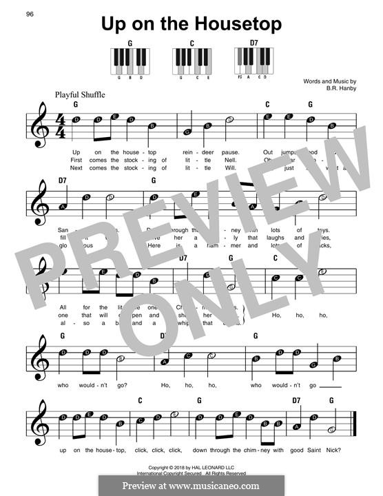 Up on the House Top: Для фортепиано (легкий уровень) by Benjamin Russel Hanby