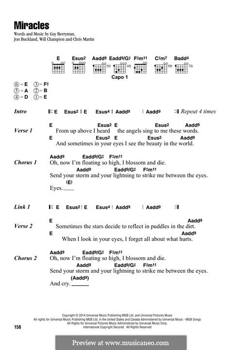 Miracles (Coldplay): Текст, аккорды by Chris Martin, Guy Berryman, Jonny Buckland, Will Champion