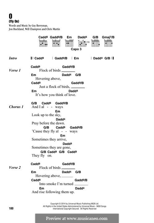 O (Fly On): Текст, аккорды by Chris Martin, Guy Berryman, Jonny Buckland, Will Champion
