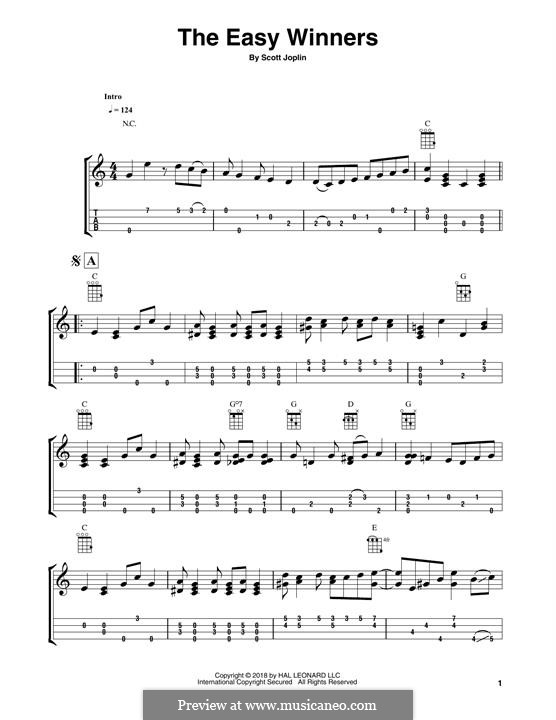 The Easy Winners: For ukulele (Fred Sokolow) by Скотт Джоплин