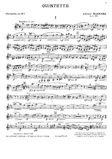Квинтет для фортепиано и духовых инструментов ре минор, Op.8: Партия кларнета by Альберик Маньяр