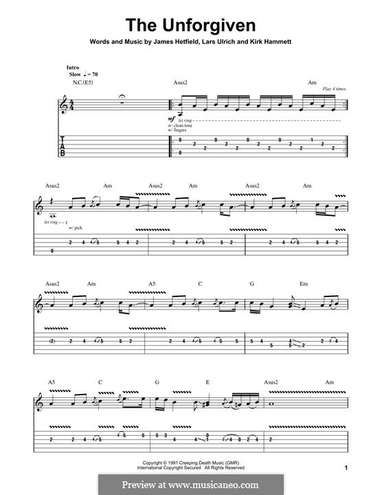 The Unforgiven (Metallica): Гитарная табулатура by James Hetfield, Kirk Hammett, Lars Ulrich