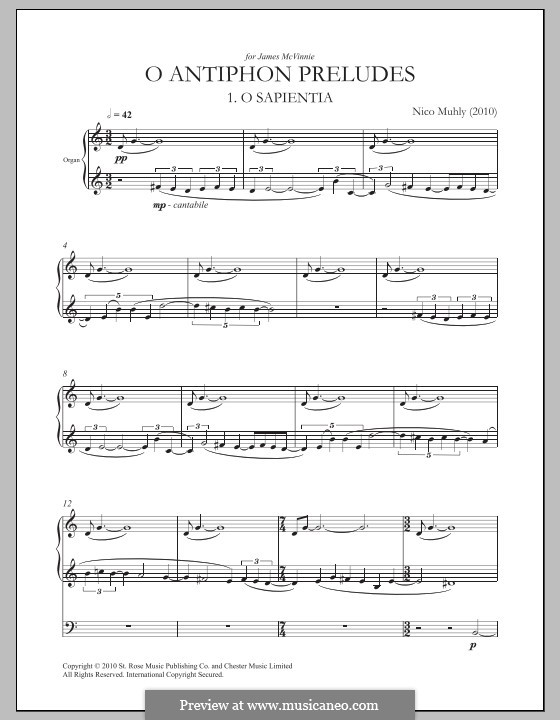 O Antiphon Preludes: Для органа by Nico Muhly