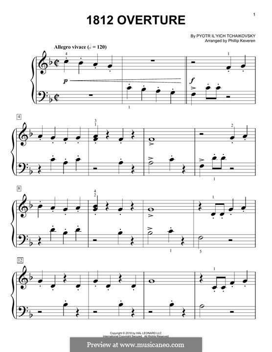 1812. Торжественная увертюра, TH 49 Op.49: Theme, for easy piano by Петр Чайковский