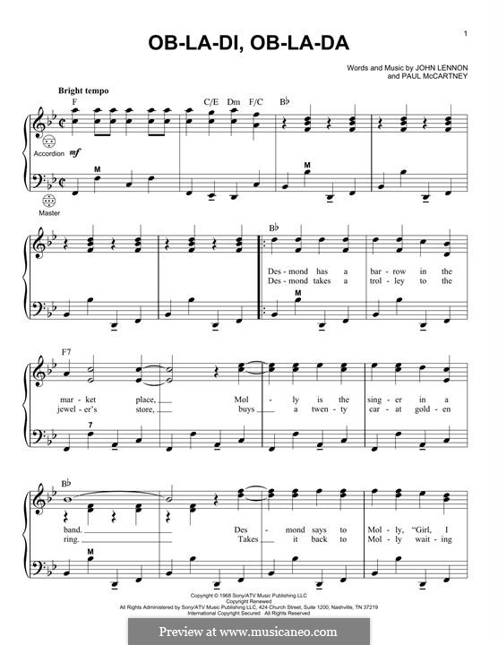 Instrumental version: Для аккордеона by John Lennon, Paul McCartney