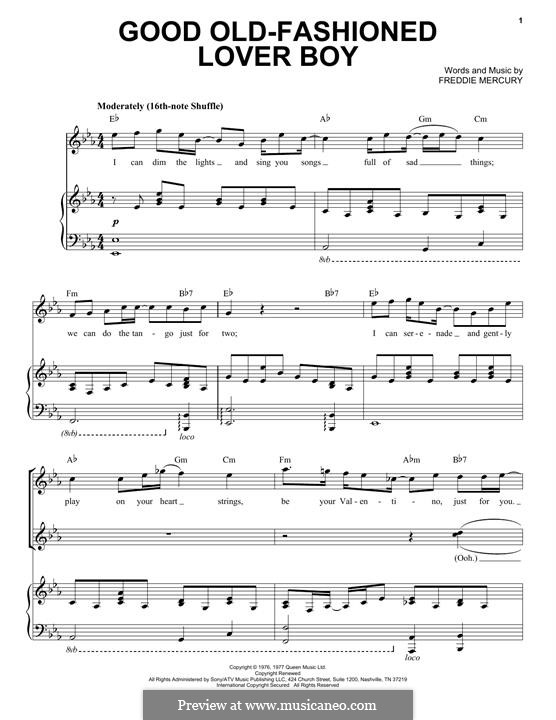 Good Old Fashioned Lover Boy (Queen): Для голоса и фортепиано by Freddie Mercury