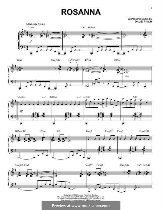 Rosanna (Toto): Для фортепиано by David Paich