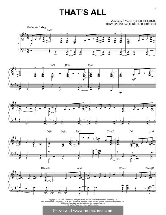 That's All (Genesis): Для фортепиано by Tony Banks, Mike Rutherford, Phil Collins