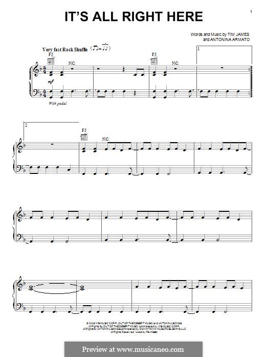 It's All Right Here (Hannah Montana): Для голоса и фортепиано (или гитары) by Antonina Armato, Timothy James