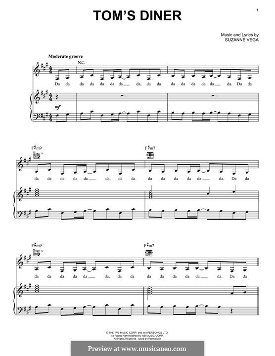 Tom's Diner: Для голоса и фортепиано (или гитары) by Suzanne Vega
