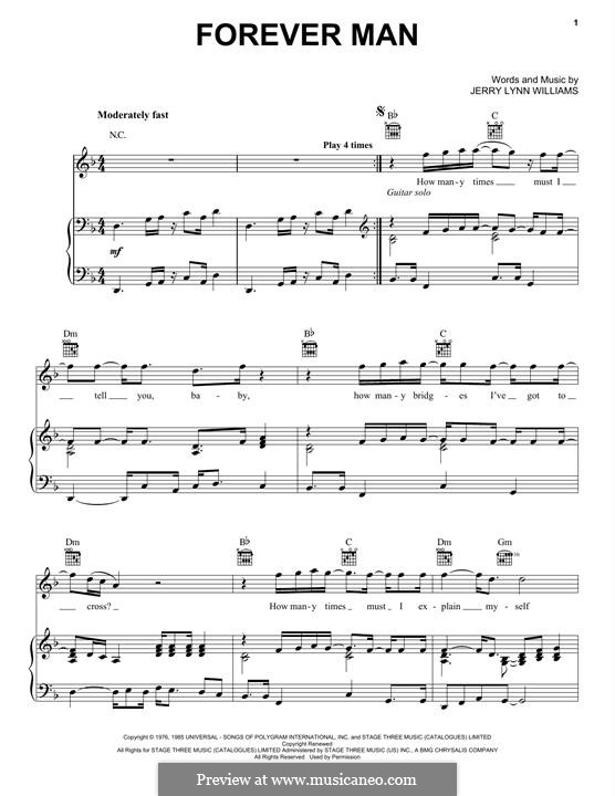 Forever Man (Eric Clapton): Для голоса и фортепиано (или гитары) by Jerry Lynn Williams