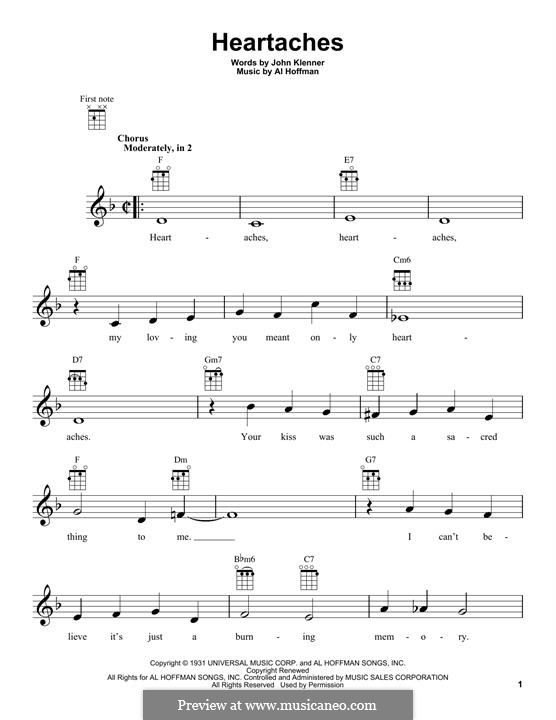 Heartaches (Pat Boone): Для укулеле by Al Hoffman