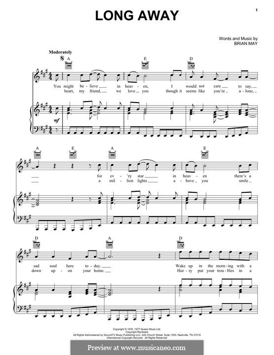Long Away (Queen): Для голоса и фортепиано (или гитары) by Brian May