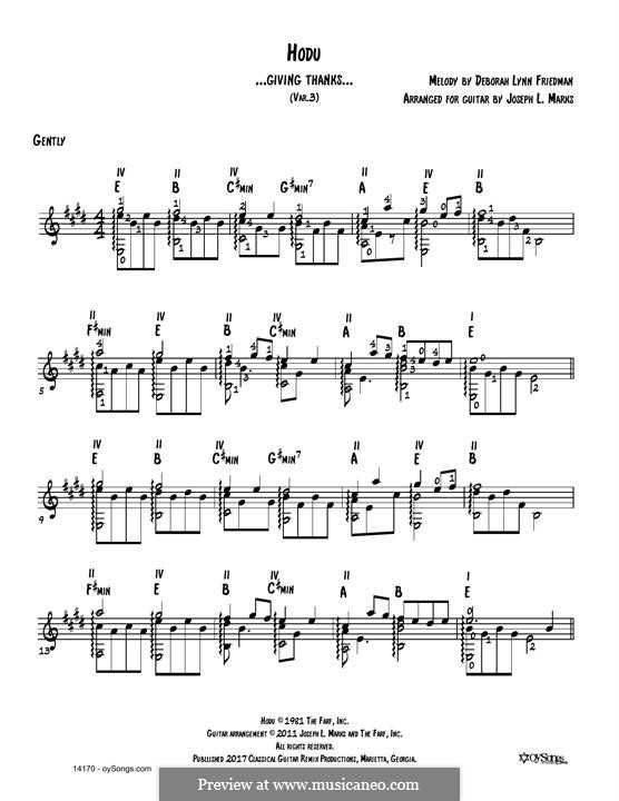 Hodu Vars 1, 2: Гитарная табулатура by Deborah Lynn Friedman