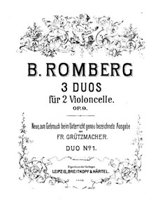 Три дуэта для двух виолончелей, Op.9: Партия I виолончели by Бернхард Ромберг