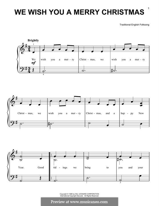 We Wish You a Merry Christmas, for Piano: Для одного исполнителя by folklore