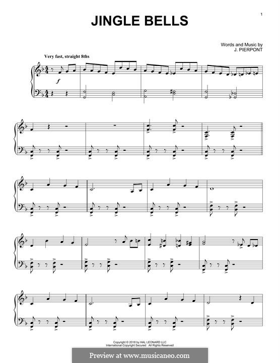 Piano version (printable scores): Jazz notes by James Lord Pierpont