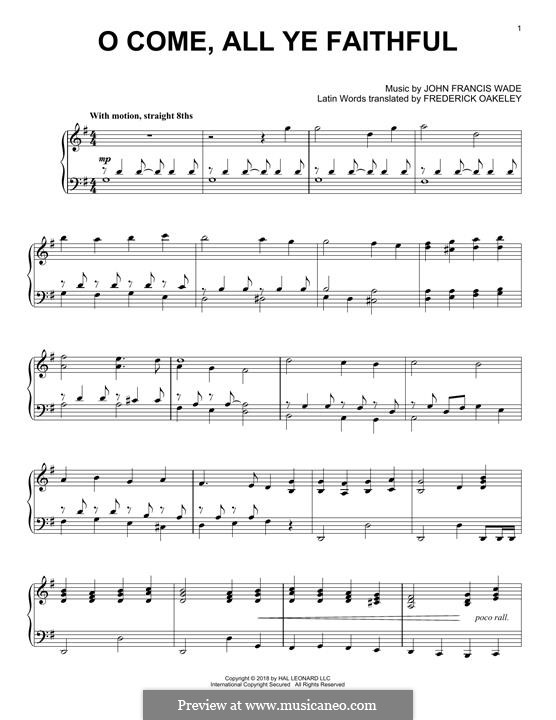 Piano version: Jazz version by Джон Фрэнсис Уэйд