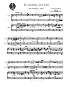 Двенадцать трио-сонат для двух скрипок и бассо континуо, Op.1: Trio Sonata No.1 in D minor by Томазо Альбинони