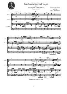 Двенадцать трио-сонат для двух скрипок и бассо континуо, Op.1: Trio Sonata No.2 in F major by Томазо Альбинони