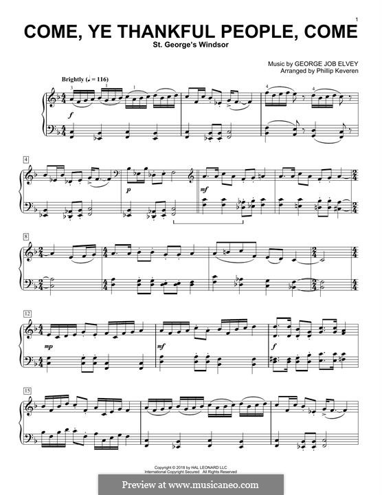 Come, Ye Thankful People, Come: Для фортепиано by George Job Elvey