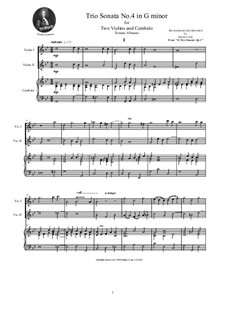 Двенадцать трио-сонат для двух скрипок и бассо континуо, Op.1: Trio Sonata No.4 in G minor by Томазо Альбинони
