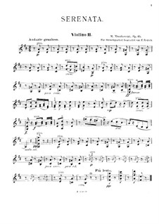 Шесть пьес для фортепиано, Op.15: No.1 Серенада, для струнного квартета – партия второй скрипки by Мориц Мошковский