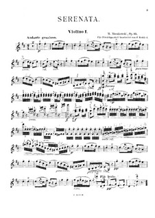 Шесть пьес для фортепиано, Op.15: No.1 Серенада, для струнного квартета – партия первой скрипки by Мориц Мошковский