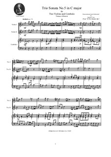 Двенадцать трио-сонат для двух скрипок и бассо континуо, Op.1: Trio Sonata No.5 in C major by Томазо Альбинони