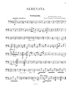 Шесть пьес для фортепиано, Op.15: No.1 Серенада, для струнного квартета – партия виолончели by Мориц Мошковский