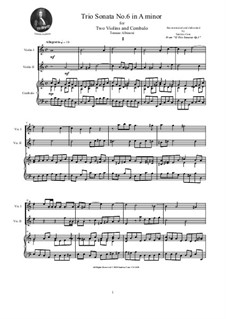 Двенадцать трио-сонат для двух скрипок и бассо континуо, Op.1: Trio Sonata No.6 in A minor by Томазо Альбинони