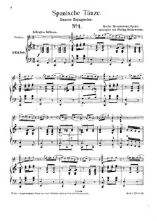 Пять испанских танцев, Op.12: Для скрипки и фортепиано by Мориц Мошковский