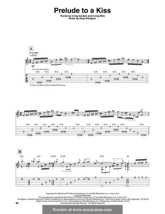 Prelude to a Kiss: Гитарная табулатура by Duke Ellington