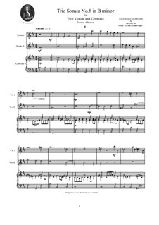 Двенадцать трио-сонат для двух скрипок и бассо континуо, Op.1: Trio Sonata No.8 in B minor by Томазо Альбинони