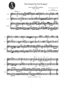 Двенадцать трио-сонат для двух скрипок и бассо континуо, Op.1: Trio Sonata No.9 in D major by Томазо Альбинони