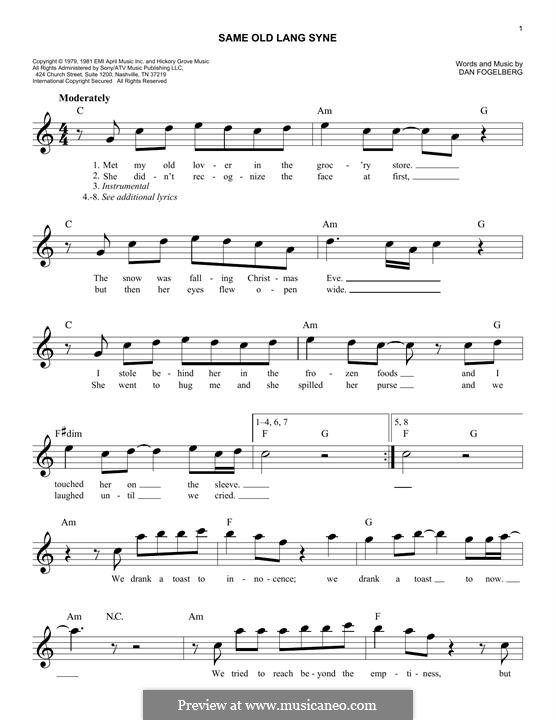 Same Old Lang Syne: Мелодия by Dan Fogelberg