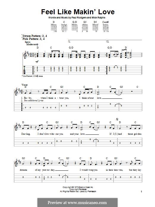 Feel Like Makin' Love (Bad Company): Гитарная табулатура by Mick Ralphs, Paul Rodgers