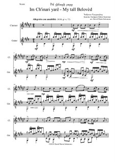 Im ch'inari yarĕ (My tall belovèd): Для кларнета и гитары by Комитас Вардапет