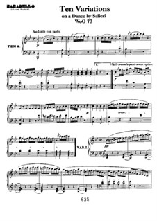 Десять вариаций на тему 'La stessa, la stessissima' из оперы 'Фальстаф' Сальери, WoO 73: Для фортепиано by Людвиг ван Бетховен