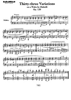 Тридцать три вариации на тему вальса А. Диабелли, Op.120: Для фортепиано by Людвиг ван Бетховен
